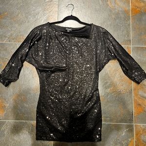 Black sequin bebe dress